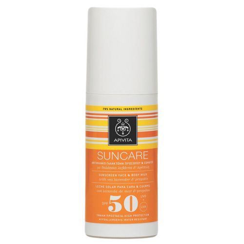 Молочко Apivita Suncare сонцезахисне для обличчя та тіла SPF50 з кермеком та прополісом 100 мл в місті Кам'янське : ціни, характеристика. - фото №1 Молочко Apivita Suncare сонцезахисне для обличчя та тіла SPF50 з кермеком та прополісом 100 мл в місті Кам'янське : ціни, характеристика.