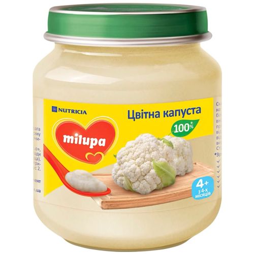 Пюре овощное Milupa Цветная капуста, с 4 месяцев, 125 г купить - фото №1 Пюре овощное Milupa Цветная капуста, с 4 месяцев, 125 г купить