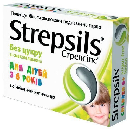 Стрепсілс для дітей без цукру зі смаком лимону №24  в місті Одеса : ціни, характеристика.  - фото №1 Стрепсілс для дітей без цукру зі смаком лимону №24  в місті Одеса : ціни, характеристика.