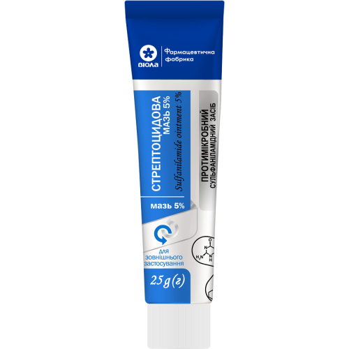 Стрептоцидова 5% мазь туба 25 г в Дніпрі : ціни, характеристика.  - фото №1 Стрептоцидова 5% мазь туба 25 г в Дніпрі : ціни, характеристика.