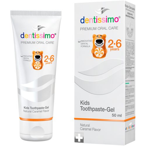 Зубна паста Dentissimo Kids With Caramel Aroma (2-6 років) 50 мл в місті Одеса : ціни, характеристика.  - фото №1 Зубна паста Dentissimo Kids With Caramel Aroma (2-6 років) 50 мл в місті Одеса : ціни, характеристика.