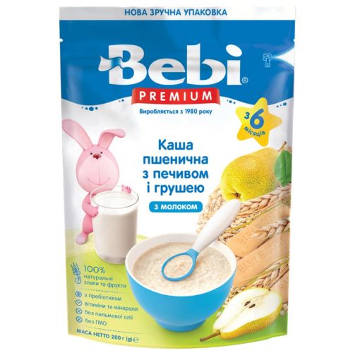 Каша молочная Bebi Premium пшеничная Печенье с грушами с 6 месяцев 200 г в Киеве : цены, характеристики.  - фото №1 Каша молочная Bebi Premium пшеничная Печенье с грушами с 6 месяцев 200 г в Киеве : цены, характеристики.