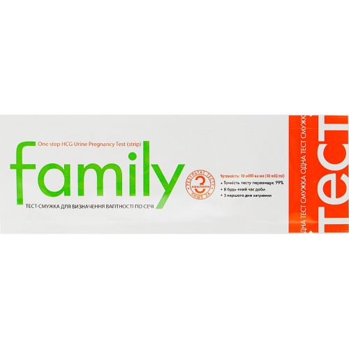 Тест-смужка Family для визначення вагітності, 1 шт. в місті Канів : ціни, характеристика.  - фото №1 Тест-смужка Family для визначення вагітності, 1 шт. в місті Канів : ціни, характеристика.