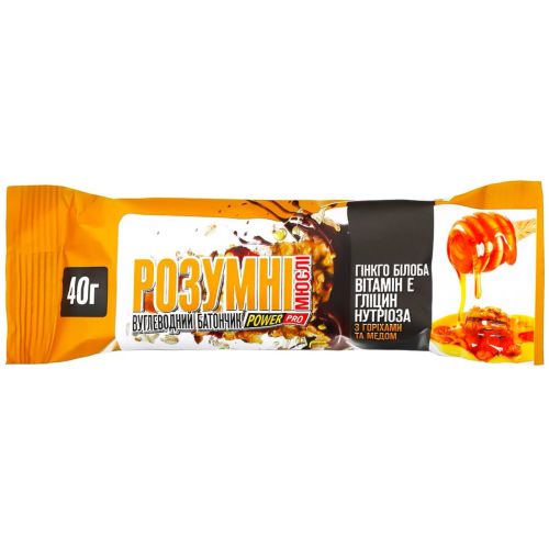 Батончик вуглеводний Power Pro Розумні мюслі з горіхами та медом, 40 г в місті Глобине : ціни, характеристика.  - фото №1 Батончик вуглеводний Power Pro Розумні мюслі з горіхами та медом, 40 г в місті Глобине : ціни, характеристика.