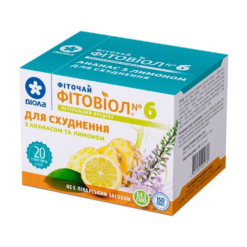 Фіточай Фітовіол №6 Ананас із лимоном для схуднення 1,5 г, фільтр-пакет, 20 шт. в місті Глобине : ціни, характеристика.  - фото №1 Фіточай Фітовіол №6 Ананас із лимоном для схуднення 1,5 г, фільтр-пакет, 20 шт. в місті Глобине : ціни, характеристика.
