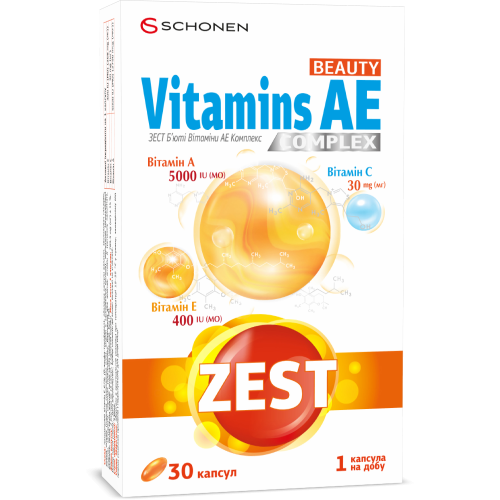 Zest (Зест) Vitamins AE (Вітаміни АЕ) капсули №30 в місті Львів : ціни, характеристика.  - фото №1 Zest (Зест) Vitamins AE (Вітаміни АЕ) капсули №30 в місті Львів : ціни, характеристика.