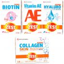 Набір Zest: Beauty Collagen Skin №14 + Beauty Biotin Complex №30 + Beauty Hyaluro Complex №30 + Vitamins А Е №30 фото foto 1