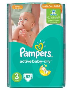 Підгузки Pampers Active Baby Midi р.3 (5-9 кг) (Джамбо) 82 шт ціна