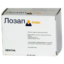 Купити Лозап плюс 100 мг+25 мг таблетки №30 Zentiva (Чеська Республіка ...
